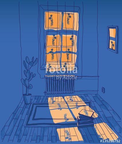 Light Shining Through Window, Light Coming Through Window, Inside Of House, Window Sketch, Drawing Light, Light Window, Window Illustration, Background Orange, Window Drawing