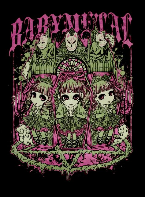 Official Babymetal Clothing | BABYMETAL Wiki | Fandom Cute Tshirt Designs, Cute Tshirt, Japanese Poster Design, Designs Graphic, Free T Shirt Design, Roblox T Shirts, Roblox T-shirt, Roblox Shirt, Japanese Poster