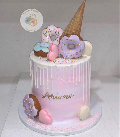 Four Ever Sweet Birthday Cake, Two Sweet Birthday Cake, Donut Birthday Party Decorations, Kendall Birthday, Sweet Birthday Cake, 9th Birthday Cake, 8th Birthday Cake, Candy Birthday Cakes, Happy Birthday Cake Pictures