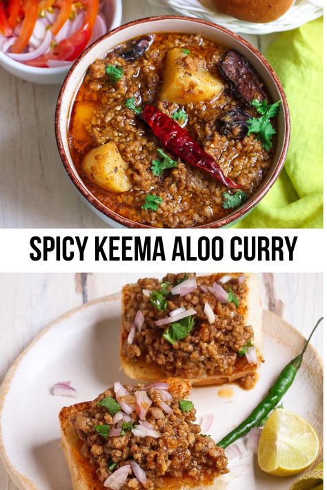 Keema Aloo Recipe, Kheema Recipe Indian, Minced Beef Curry, Keema Aloo, Mutton Dishes, Keema Curry, Mutton Curry Recipe, Aloo Curry, Goan Food