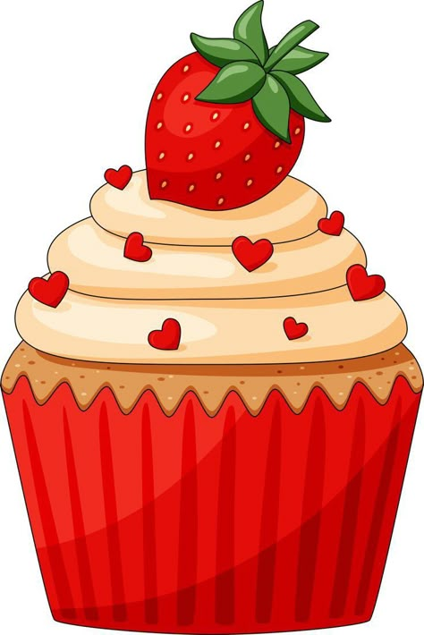 Cupcakes Art Drawing, Muffin Cartoon, Drawing Cup, Cupcake Icon, Strawberry Clipart, Cupcake Clipart, Cupcake Vector, Oil Pastel Drawings Easy, Cupcake Drawing