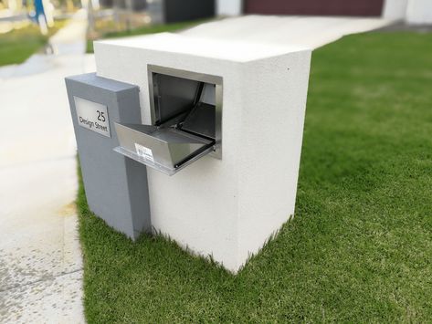 Parcel Mailbox, Drop Box Ideas, Package Mailbox, Modern Mailbox Design, Letter Box Design, Parcel Drop Box, Mailbox Landscaping, Mailbox Ideas, Modern Mailbox