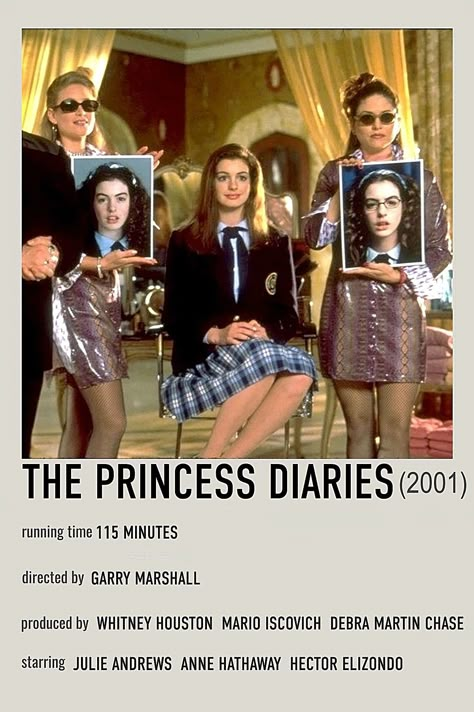 Anne Hathaway Poster, The Princess Diaries Poster, Princess Diaries Movie Poster, Princess Diaries Movie, Y2k Movies, The Princess Diaries 2001, Polaroid Movie Poster, Diary Movie, The Princess Diaries