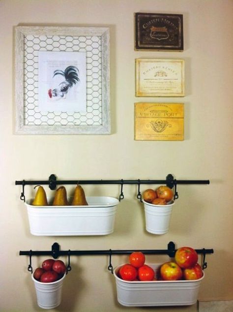 Use the IKEA Fintorp to make hanging storage. It's a great solution for small kitchens with limited counter space. Organiser Cucina, Ikea Hack Kitchen, Diy Kitchen Storage, Ikea Hacks, Hanging Storage, Ikea Hack, Small Apartments, Diy Kitchen, New Kitchen