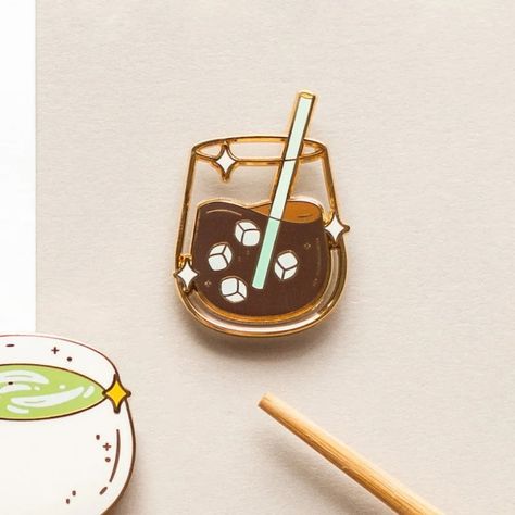 Cafe Snacks, Cute Enamel Pins, Coffee Pins, Handpainted Tote Bags, Aries Aesthetic, Magnet Ideas, Alt Clothing, Keychain Ideas, Enamel Pin Collection