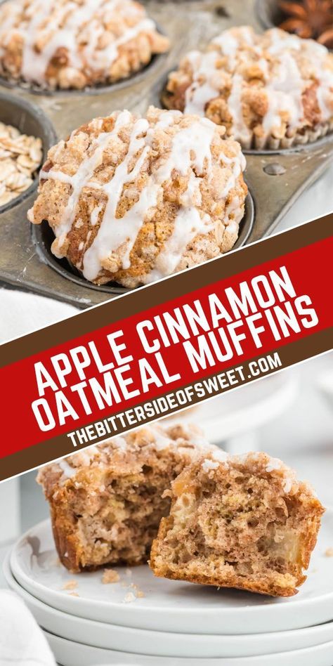 A delicious way to start the day is with these Apple Cinnamon Oatmeal Muffins. They are moist, slightly sweet and full of flavor! Apple Cinnamon Oatmeal Muffins, Cinnamon Oatmeal Muffins, Baked Oatmeal Muffins, Apple Oatmeal Muffins, Oatmeal Balls, Apple Cider Donuts Baked, Apple Cinnamon Oatmeal, Apple Recipe, Apple Cinnamon Muffins