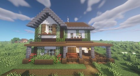 A decorative two story farmhouse composed mostly of white wool, spruce, and stone bricks. VERSION Java Edition 1.16.2 SHADER BSL Shader RESOURCE PACKS... 2 Story Minecraft Cottage, Spruce And Stone Brick House Minecraft, Minecraft Two Story Cottage, Minecraft House 2 Story, Two Story House Minecraft, Minecraft Stone Brick House, Minecraft Houses Stone, Stone Minecraft House, Brick Minecraft Houses