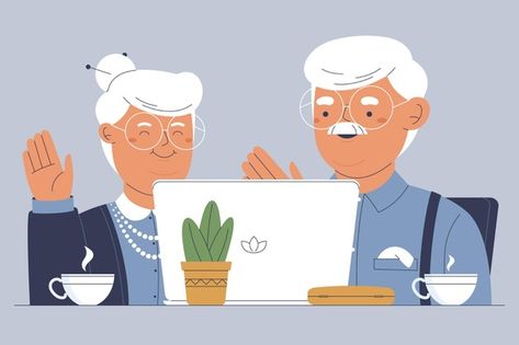 Happy Old People, National Grandparents Day, Old Person, Happy Cartoon, Community Center, Illustration Style, Hand Drawn Illustration, Fun Illustration, Cute Couple Art