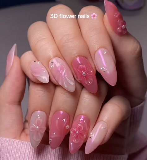 Sweet 16 Nails, Orchid Nails, 3d Flower Nails, Cute Simple Nails, Fancy Nails Designs, Nails Today, Pretty Nail Designs, Pretty Gel Nails, Soft Nails