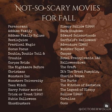 I don’t watch super scary movies haha so this list is perfect! 👻🍂🖤🦇🕸️🎃 || which are your top 3? || #spookyseason . . Repost @octoberwoods Garfield Halloween, Themed Nights, Fall Movies, Halloween Movies To Watch, The Witches Of Eastwick, Halloween Movies List, Addams Family Values, Super Scary, Fall Family Fun