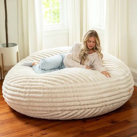 Jaxx 6 Foot Cocoon - Large Bean Bag Chair for Adults, - Mondo Faux Fur - On Sale - Bed Bath & Beyond - 39038679 Large Bean Bag Chair, Big Bean Bags, Large Bean Bag Chairs, Fur Bean Bag, Faux Fur Bedding, Bean Bag Lounger, Tennessee House, Fur Bedding, Adult Bean Bag Chair