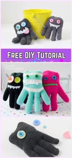 Sock Monsters Easy, Diy Worry Monster, Worry Activities, Kids Gifts Diy, Sewing Crafts Ideas, Socks Craft, Monster Diy, Monster Gloves, Yarn Monsters