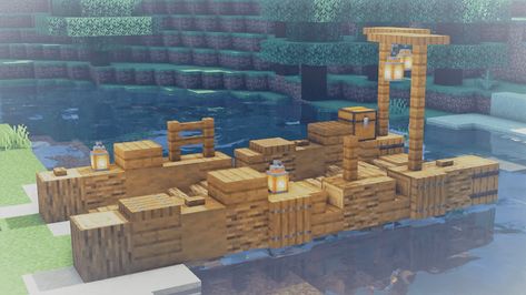 Dock Ideas Minecraft, Cute Minecraft Dock, Minecraft Dock Ideas, Minecraft Water House, Minecraft Dock, Blueprints Minecraft, Minecraft Underwater, Dock Ideas, Minecraft Houses Survival