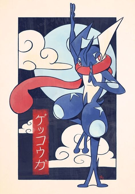 Retro Wallpaper Poster, Greninja Tattoo, Greninja Wallpaper, Pokemon Poster Aesthetic, Pokemon Original Dragon, Pokemon Retro Art, Retro Pokemon Poster, Pokemon Japanese Art Wallpaper, Kartu Pokemon