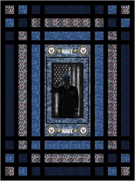 Plaid and a Panel Quilt Kit - U.S. Navy - 6573944424101 Quilted Panels Ideas, Panel Quilts Ideas Layout Patterns Free, Quilt Patterns Using Panels, Panel Quilts Ideas Layout, Panel Quilts Ideas, Star Wars Quilts, Quilts Using Panels, Quilt Panel Ideas, Star Wars Quilt