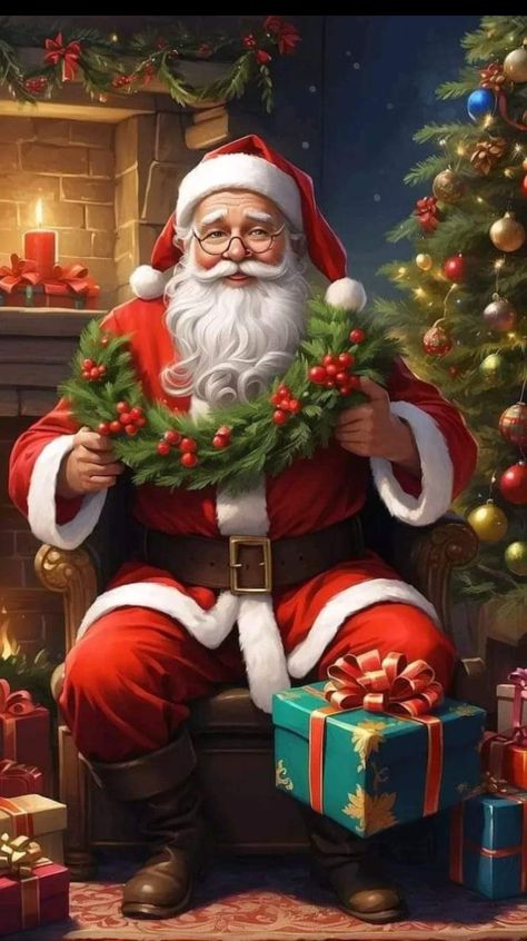 Santa Clos, Santa Images, Santa Claus Pictures, Santa Claus Images, Santa Art, Merry Christmas Pictures, Christmas Scenery, Cosy Christmas, Festive Holiday Decor