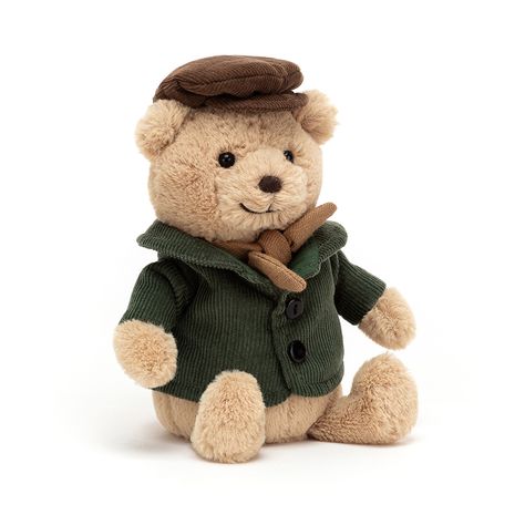 A Teddy Bear, Flat Cap, Soft Toy, Jelly, Teddy Bear, Toys, Green, White