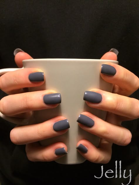 February 2015 - matt grey nails ( Fifty shades of Grey ). #nail #nails #nailart #unghie #unas #mattgrey Gray Nails 2023, Blue Grey Dip Powder Nails, Dark Gray Manicure, Dark Grey Dip Nails, Dark Gray Dip Powder Nails, Fall Nails Grey Shades, Trendy Grey Nails, Navy Grey Nails, Smoky Grey Nails