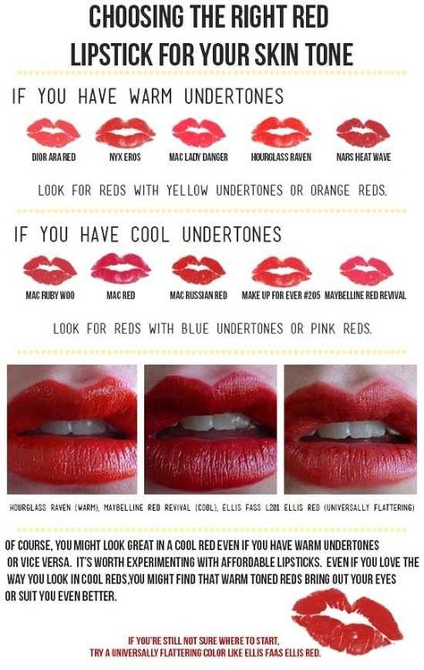 But pick the right red for your skin tone beforehand. Red Lip Makeup, Smink Inspiration, Makeup Tricks, Makeup Tips For Beginners, Cool Undertones, Warm Undertone, Red Lipstick, All Things Beauty, Lipstick Colors