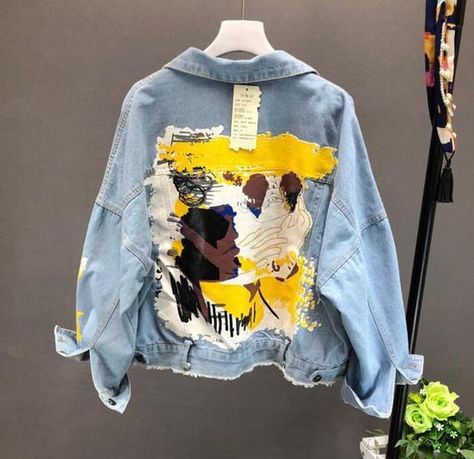 Denim Painting, Clothes Painting, Jacket Designs, Diy Denim Jacket, Hand Painted Denim Jacket, Girls Denim Jacket, Denim Art, Painted Denim Jacket, Diy Jacket