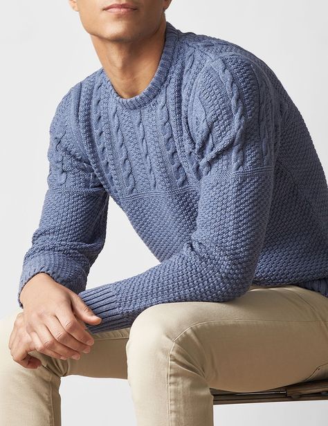 Mens Knit Sweater Pattern, Mens Knit Sweater, Crochet Men, Formal Men Outfit, Knitting Paterns, Knit Men, Sharp Dressed Man, Cable Sweater, Knitwear Men