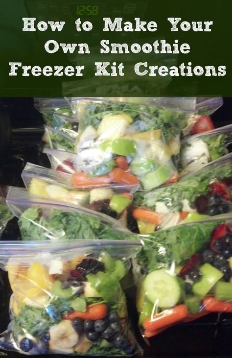 How to Make Your Own Smoothie Freezer Kit Creations Freezer Breakfast Meals, Smoothie Kits, Freezer Breakfast, Makanan Diet, Smoothie Shakes, Smoothie Drinks, Detox Smoothie, Freezer Meals, Juicing Recipes