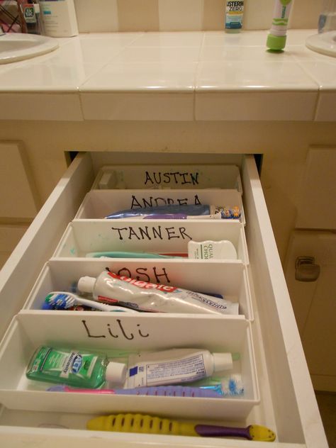 Big Family Tip #1 | Author Christina Tarabochia Small Bathroom Organization Ideas, Diy Bathroom Storage Ideas, Small Bathroom Organization, Diy Bathroom Storage, Bathroom Organization Diy, Boys Bathroom, Bathroom Storage Organization, Girls Bathroom, Organization Kids