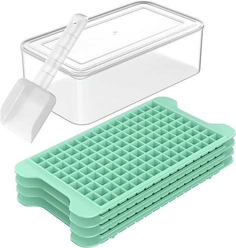 Mini Ice Cube Tray for Freezer: FDDBI Small Ice Trays for Freezer with Bin - 135×4PCS Easy Release Nugget Ice Tray - Crushed Ice Tray with Ice Container Tiny Ice Cube Tray, Ice Container, Mini Ice Cube Tray, Instant Ice, Nugget Ice, Ice Bin, Coffee Ice Cubes, Storing Vegetables, Round Ice