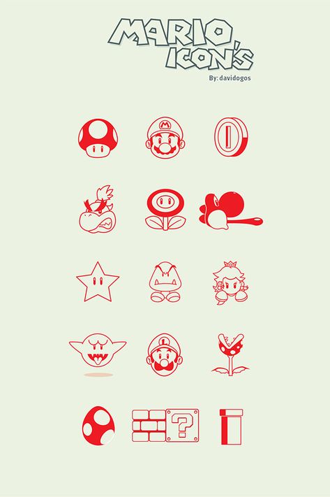 Super Mario Icons, Mario Icons, Super Mario Tattoo, Nintendo Tattoo, Mario Und Luigi, Mario Tattoo, Super Mario Bros Birthday Party, Mario E Luigi, Mario Bros Party