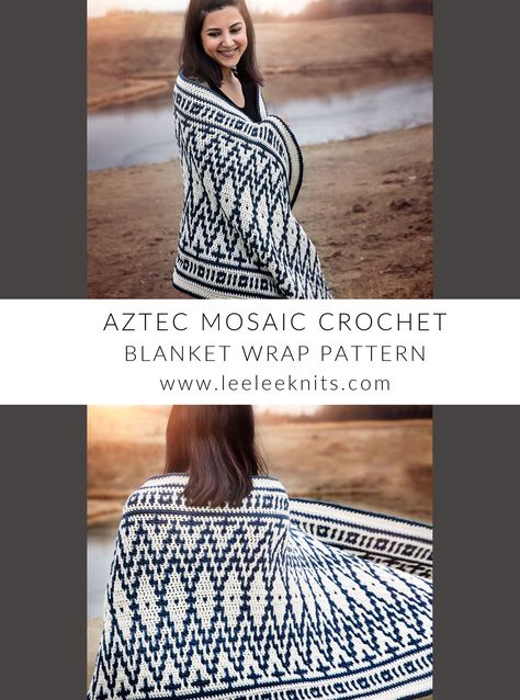 Mosaic Crochet Blanket Wrap Pattern - Leelee Knits Mosaic Blanket Crochet, Mosaic Crochet Tutorials, Mosiac Crochet Blanket Pattern Free, Crochet Mosaic Pattern Free, Mosiac Crochet Patterns Free, Free Mosaic Crochet Patterns, Mosaic Crochet, Mosaic Crochet Patterns Free, Inset Mosaic Crochet Pattern Free