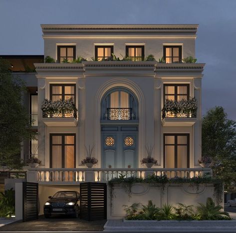 Neoclassic Exterior, Neo Classic Villa, Classic Elevation, Classical Facade, Classic Facade, Classical House, Classic House Exterior, Classic Building, Classic Villa