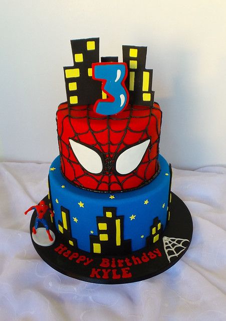 Two tier Spiderman themed birthday cake | Design was send in… | Flickr Butterscotch Filling, Γενέθλια Mickey Mouse, Spiderman Birthday Party Decorations, Spiderman Birthday Cake, Tiered Cakes Birthday, Superhero Birthday Cake, Pinterest Cake, Spiderman Theme, Spiderman Birthday Party