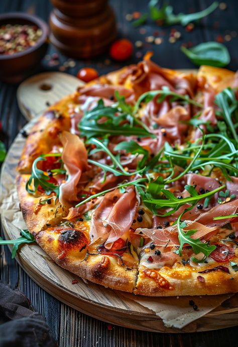 Learn How to Cook Prosciutto Pizza Recipe For Free | Recipes You'll Love, Made Easy! Pizza Food Styling, Pizza Prosciutto, Prosciutto Pizza Recipes, Prosciutto Recipes, Prosciutto Pizza, Unique Pizza, Pizza Shapes, Leftover Pizza, Make Your Own Pizza