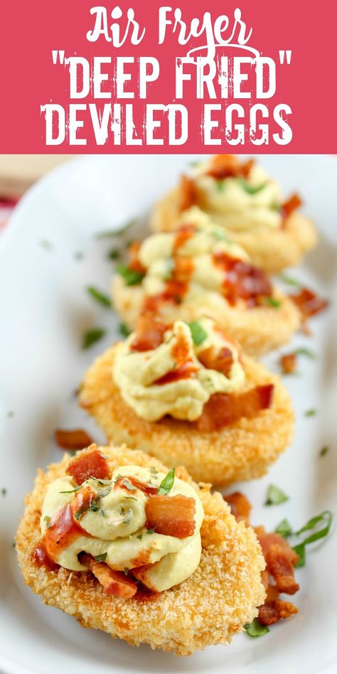 Deep Fried Deviled Eggs, Deviled Eggs With Bacon, Deep Fried Egg, Eggs With Bacon, Fried Deviled Eggs, Air Fryer Recipes Breakfast, Deviled Eggs Recipe Classic, Devilled Eggs, Mini Hamburgers