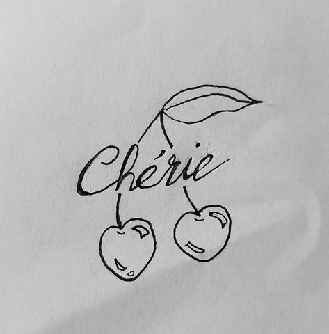 Cherie Tattoo, Cherry Tattoo, Cherry Tattoos, French Tattoo, Cute Tats, Tattoos Ideas, Name Design, Tatting, Body Art