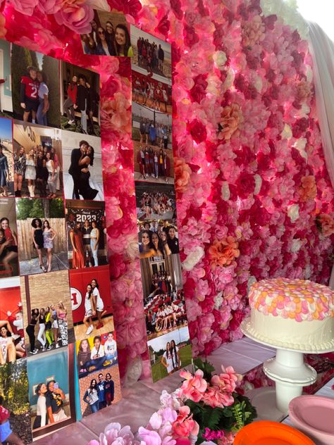 Grad Party Aesthetic Pink, Graduation Party Pink And Orange, Graduation Party Ideas Pink And Orange, Orange And Pink Grad Party, Pink Grad Party Ideas, Orange Grad Party, Grad Party Activities, Pink And Orange Graduation Party, Hot Pink Graduation Party