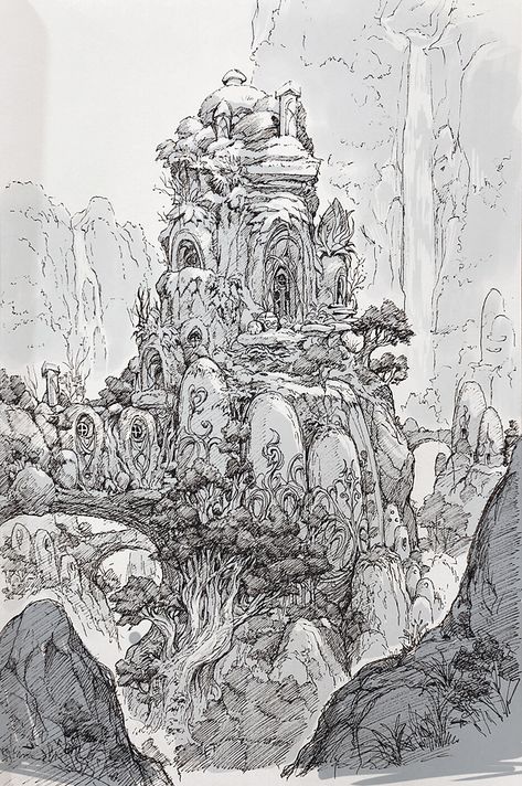 ArtStation - Sketch_Mystic forest, Won Jun Tae Won Jun Tae, Bg Reference, Fantasy Environment, Forest Sketch, Mystic Forest, Forest Drawing, Pen Art Work, Angel Artwork, Rpg Map