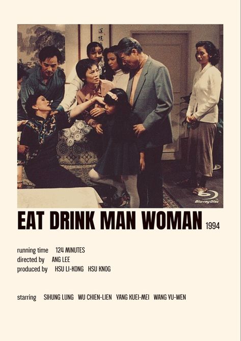 Polaroid movie poster of the Ang Lee movie Eat Drink Man Woman Eat Drink Man Woman Movie, Eat Drink Man Woman, Polaroid Movie Poster, Ang Lee, Movie Wall, Woman Movie, Women Poster, Man Movies, Movie Poster