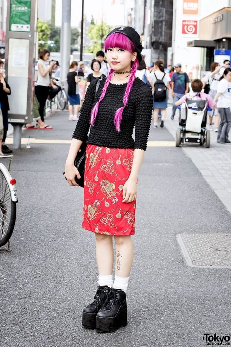 Popcorn Shirt, Popcorn Shirts, Mcm Bag, Harajuku Street Style, Harajuku Girl, Harajuku Japan, Twin Braids, Mcm Backpack, Harajuku Tokyo