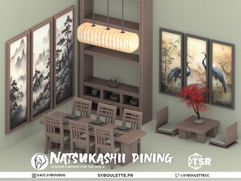 Japanese Themed Bedroom, Sims 4 Japanese House, Japan Furniture, Korean Furniture, Asian Room, Japanese Bedroom, Sims 4 Anime, Sims 4 House Building, Asian Furniture