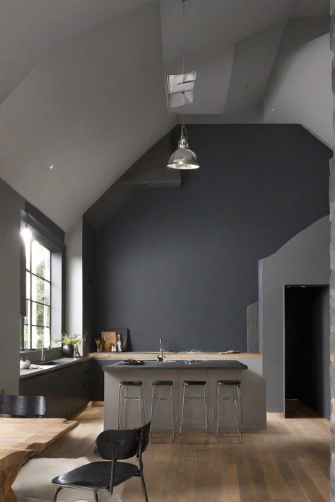 home interior design, interior bedroom design, kitchen designs, living room interior Gray Kitchen Walls, Charcoal Gray Kitchen, Charcoal Kitchen, Slate Kitchen, Grey Kitchen Walls, Light Oak Floors, Kitchen 2024, Slate Color, Sage Green Kitchen