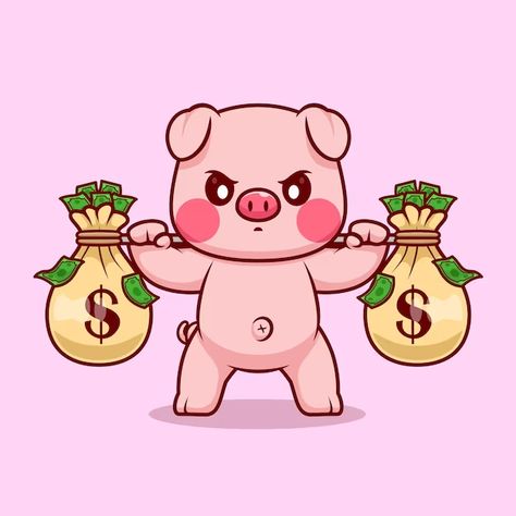 Money Pig, Money Lover, Cute Money, Pig Logo, Pig Cute, Finance Icons, Paper Background Design, Pig Art, Fluffy Kittens