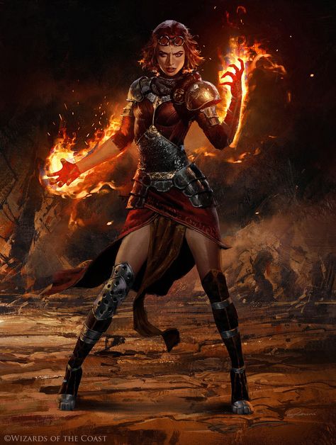 ArtStation - Chandra, Flame's Catalyst - Magic the Gathering, Greg Rutkowski Greg Rutkowski, Fantasy Wizard, Mtg Art, Fantasy Warrior, Arte Fantasy, Wizards Of The Coast, Magic Art, Fantasy Inspiration, Fantasy Artwork