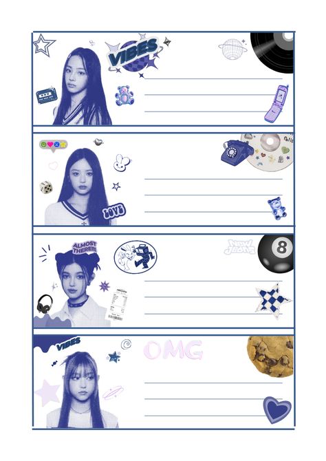 Personalized School Supplies Labels, Notebook Labels, Subject Labels, Kpop Stickers, Kpop Diy, Lomo Card, School Labels, Printables Freebies, Book Labels