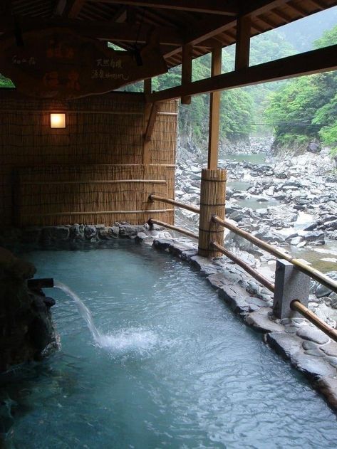 Japanese Hot Springs, Outdoor Hot Tub, Tokushima, Japan Tattoo, Hot Spring, Japan Design, Sapporo, Nagoya, Fukuoka