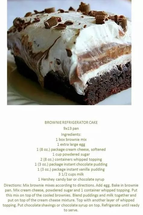 Brownie Refrigerator Cake, Refrigerator Cake, Easy Christmas Desserts, Icebox Desserts, Icebox Cakes, Box Cakes, Christmas Desserts Easy, Dessert Simple, Strawberry Dessert