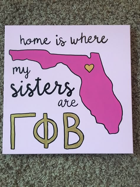 Gamma Phi Beta Canvas Paintings, Sorority Gift Baskets Big Little Ideas, Pi Phi Painting, Gphi Canvas Paintings, Phi Sigma Sigma Canvas, Big Little Basket Fillers, Sorority Canvas Paintings Big Little, Gamma Phi Beta Canvas, Sorority Painting Canvases