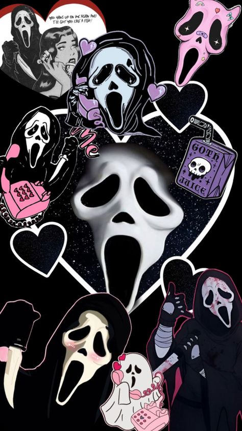 Baddie Fall Wallpaper, Fall Baddie Wallpaper, Halloween Black, Halloween Wallpaper Iphone Scream, Cute Scream Wallpapers, Ghost Face Phone Wallpaper, Halloween Scary Wallpaper, Girly Scream Wallpaper, Ghost Face Wallpaper Aesthetic Iphone