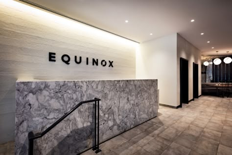 Equinox Gym Aesthetic, Reception Feature Wall, High End Gym, Equinox Aesthetic, Gym Signage, Cycling Technique, Equinox Fitness, Equinox Gym, Pure Yoga