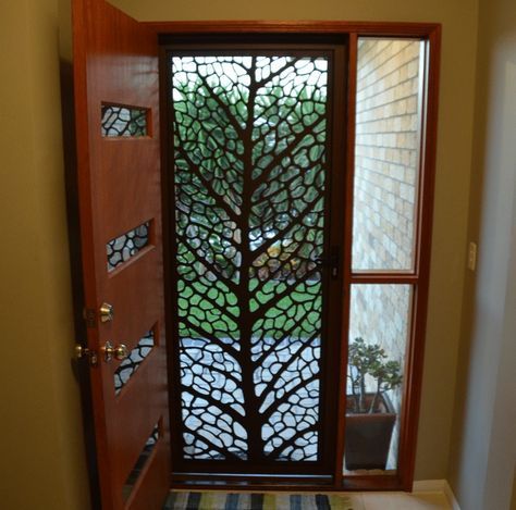 Decorative Security Screen Doors Security Door Design, Metal Screen Doors, Decorative Screen Doors, Decorative Metal Screen, Wooden Screen Door, Security Screen Door, Door Screen, Metal Doors Design, Grill Door Design